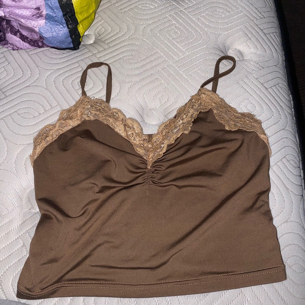 Shein brown lace tank top